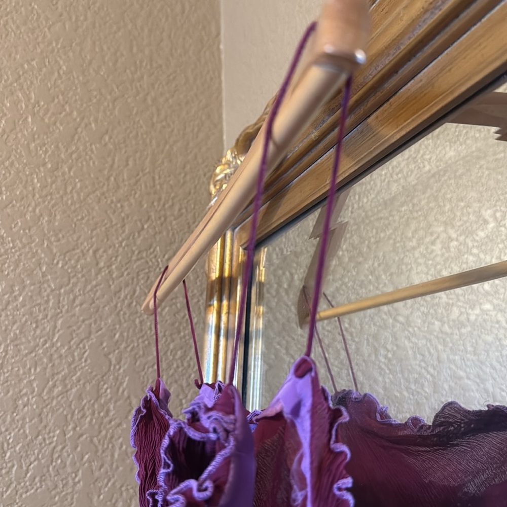Purple Ruffle Sheer Silk Camisole - Picture 6 of 7